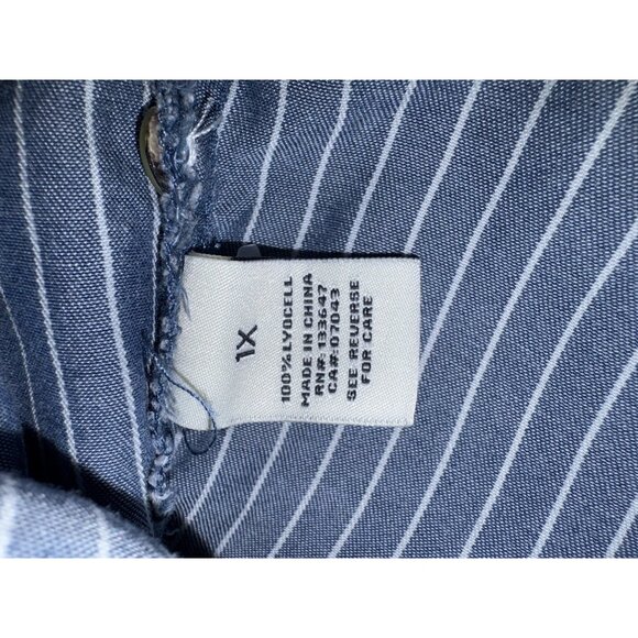 Serra Retreat Women's Size XL Blouse Top  Long Sleeve High Low Button Front Blue - Picture 7 of 7